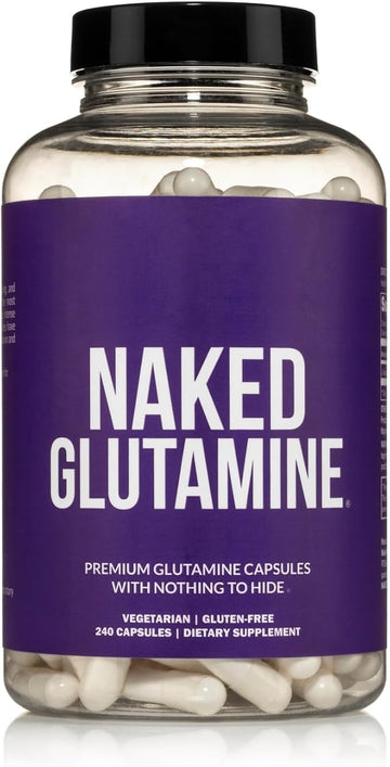 Naked L-Glutamine Muscle Recovery Capsules, 1000mg, 240 Count, Made in The USA, Non-GMO, Gluten and Soy Free