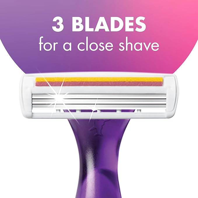 BIC Soleil 3 Scented Women’s Disposable Razor, 3 Blades with a Moisture Strip For a Silky Shave, Assorted, 4 Piece Razor Set
