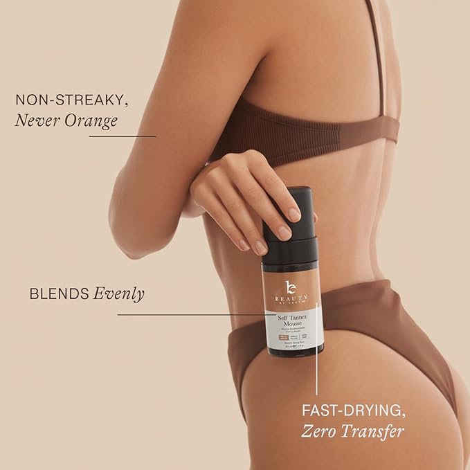 Self Tanner Tanning Mousse Kit - USA Made with Natural & Organic Ingredients, Self Tanner Mousse and Mitt, Tan Kit, Fake Tan Tanning Foam, Fair to Medium, Sunless Tanners Best Sellers
