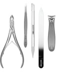 GERMANIKURE 5pc Manicure Set in Leather Case - FINOX Stainless steel tools handmade in Solingen Germany – Professional Nail and Cuticle Care Travel Implements