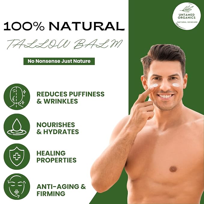 Handmade Tallow, Castor Oil, and Frankincense Oil Skin Balm - 100% Grass-Fed Tallow for Skin Care - Face & Body Moisturizer for Sensitive Skin, Eczema All-Purpose Balm - 2 FL. oz.