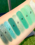 evpct 9 Colors Teal Eyeshadow Palette, Turquoise Cyan Light Blue Dark Green Glitter Metallic Shimmer Sparkly Eye Shadow Palette Makeup for Older Women Blue Eyes, Waterproof Highly Pigmented Eyeshadow