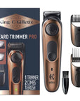 King C. Gillette Beard Trimmer PRO, 40 Length Settings, Cordless Design, Holiday Gifts for Men, 1 Trimmer, 1 Brush, 2 Combs, 1 Charger and 1 Zip Pouch