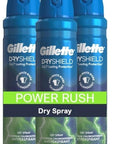 Gillette Dry Spray Antiperspirant and Deodorant for Men, 24/7 Sweat & Odor Protection, Anti-White Mark Technology, Power Rush Scent, 4.3 oz (Pack of 3)