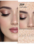 evpct Light Nude Brown Shimmer Single Eyeshadow Palette Makeup for Older Women, Iced Latte Glitter Sparkle Cream Eye Shadow Palette Brightener Makeup for Older Women, High Pigment Monochrome Eyeshadow
