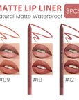 evpct 3Pcs Orange Reddish Brown Chestnut Matte Long Lasting Wear Lip Liner Pencils Makeup Set for Shaping & Sculpting Lips, No Transfer Waterproof Lip Liner Crayon lipliners Lipstick Pencil 9+10+12