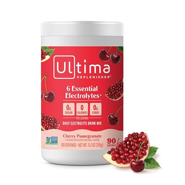 Ultima Replenisher Daily Electrolyte Drink Mix – Cherry Pomegranate, 90 Servings – Hydration Powder with 6 Electrolytes & Minerals – Keto Friendly, Vegan, Non- GMO & Sugar-Free Electrolyte Powder