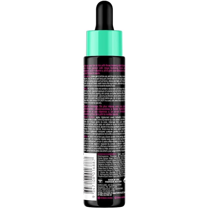 b.tan Darkest Self Tanning Drops for Face & Body | Pump Up the Tan to Ten - Insanely Dark Gradual Sunless Tanner Bronzing Glow Drops, Vegan, Cruelty Free, 1.0 Fl Oz