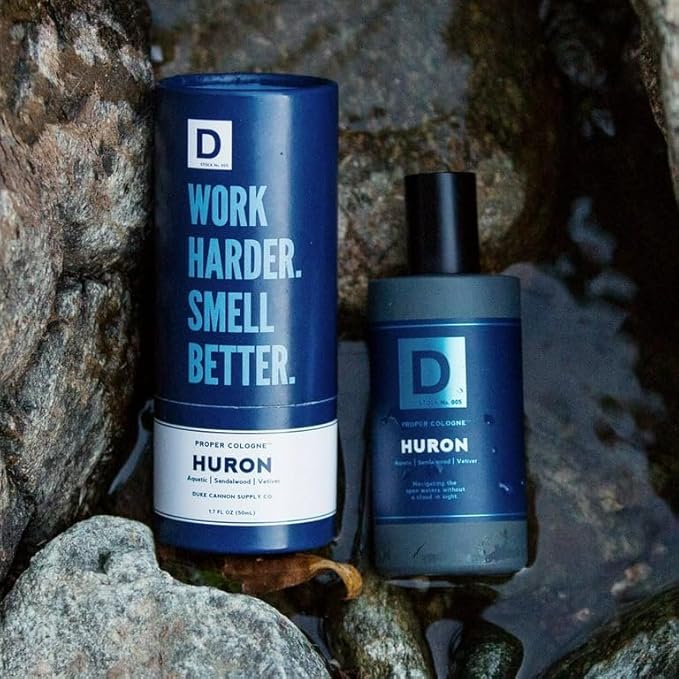 Duke Cannon Proper Cologne Huron | Men's Eau de Parfum | Fresh Water and Neroli | Aquatic, Fresh, Long-Lasting Scent | 1.7 fl oz