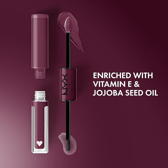 NYX Professional Makeup Shine Loud, Long-Lasting Liquid Lipstick with Clear Lip Gloss - Make It Work (Cool-Toned Plum)