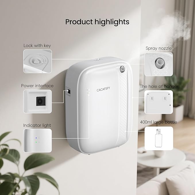 Waterless Essential Oil Diffuser,(Two 50ml Fragrances Included) 2000 Sq.Ft Coverage 400ml Capacity Hotel Scent Diffuser,Cold Air Tech, App & Button Control,Scent Diffusers for Home Large Room (White)