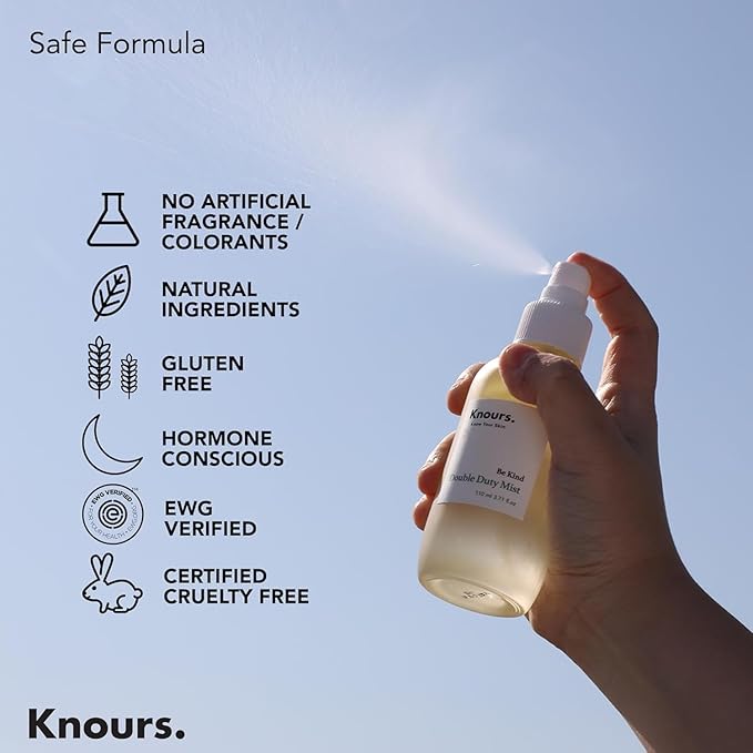 Knours Hydrating Jojoba Oil Vitamin Rich Aloe Vera H2O Double Duty Facial Mist, Moisturizing Refreshing Vegan Squalene Clean Beauty (110ml 3.72 fl. oz.) K-Beauty Skincare