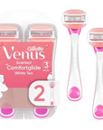 Gillette Venus ComfortGlide Disposable Razors for Women, 2 Count, White Tea Scented Moisture Bars for a Smooth Shave