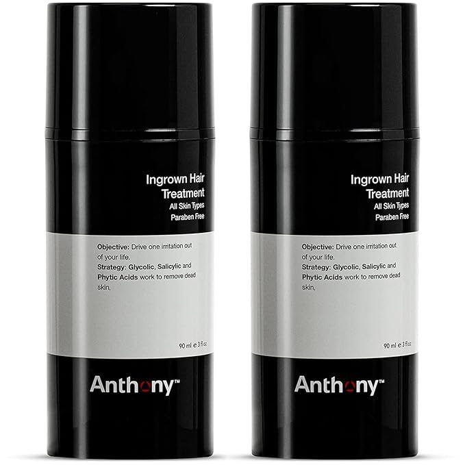 Anthony Ingrown Hair Treatment for Men (Pack of 2) – Gel Solution to Calm Down Razor Burn – Scar and Redness Eliminator, Bump Removal – 3 Fl. Oz