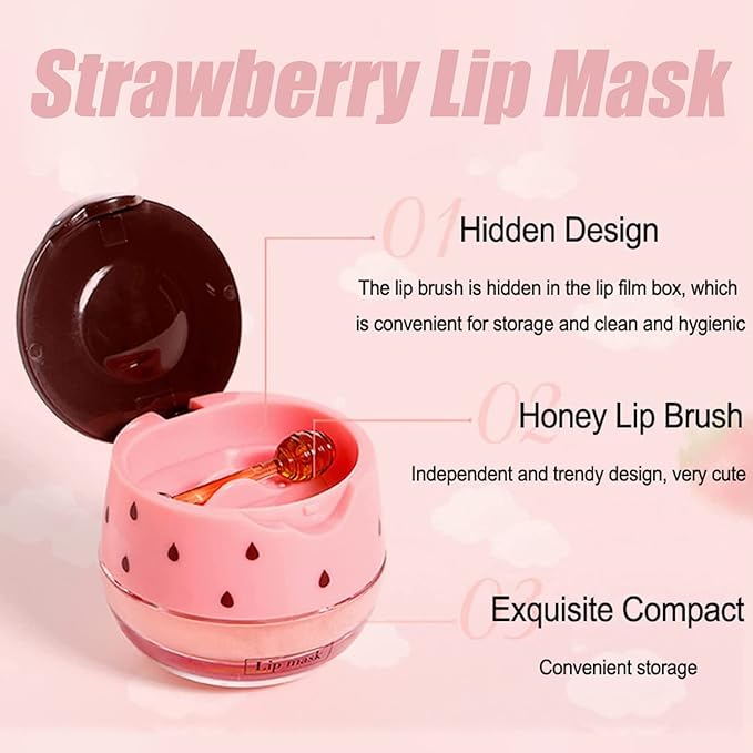 2 Pack Strawberry Lip Sleeping Mask,Plumping