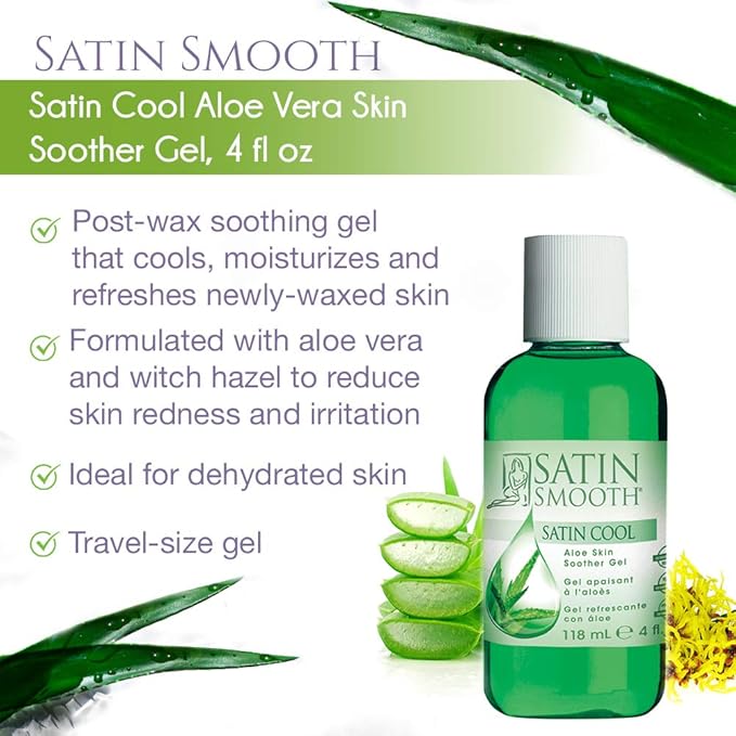 SATIN SMOOTH Satin Cool Aloe Vera Skin Soother Gel, 4 fl oz, 2-Pack