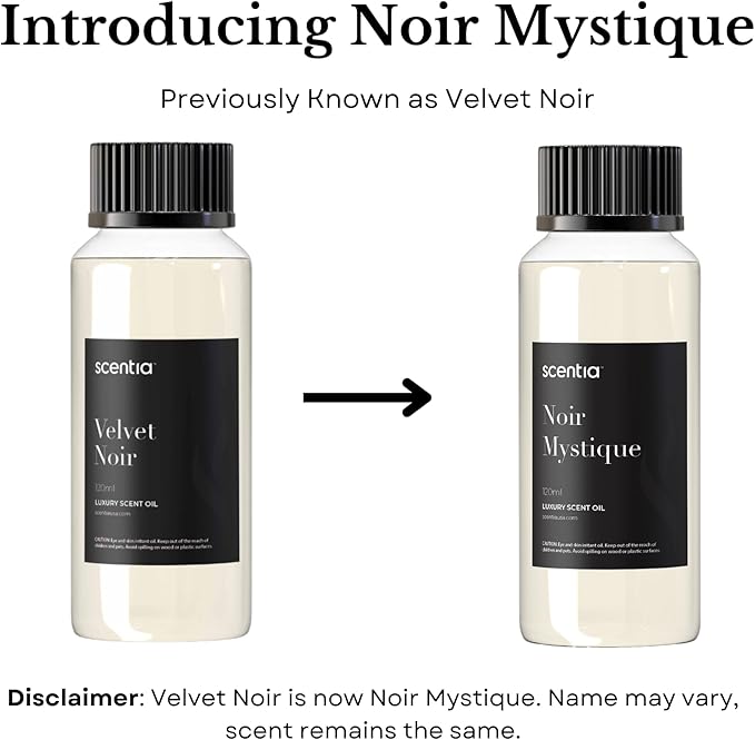 Scentia Noir Mystique – Hotel-Inspired Diffuser Oil, 120ml (0.67 fl oz) | Essential Oil Blend of Rose, Bergamot, Lemon & Musk | Luxury Aroma for Aromatherapy Diffusers & Humidifiers, Thanksgiving Gift
