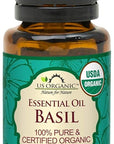 US Organic 100% Pure Basil Essential Oil - USDA Certified Organic, Steam Distilled, 15 ml