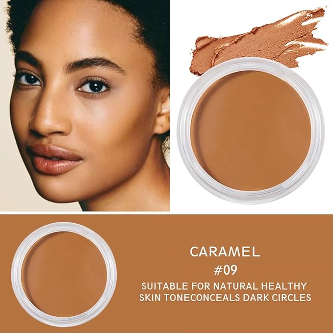 Kaely Cream Pot Concealer Full Coverage Makeup Set, Under Eye Brightener Color Correcting Concealer for Dark Circles, Waterproof Foundation Palette with Brush, Eye Ring Corrector de ojeras, 09