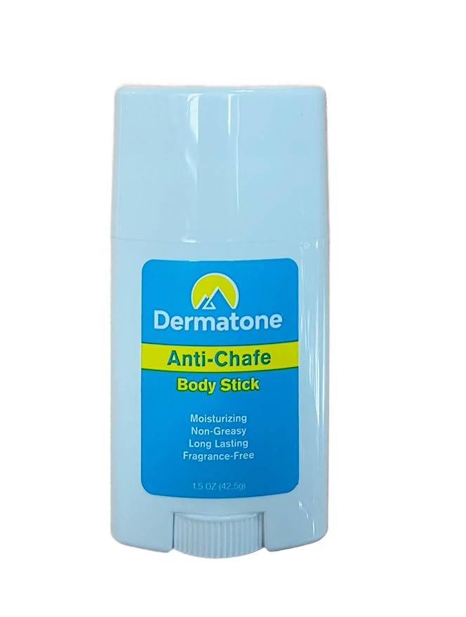DERMATONE Anti Chafe Balm | No Chafing Stick | Larger Size | Fragrance Free, Non-Greasy | Prevent Thigh, Arm, Chest, Butt, Ball Rubbing Irritation, Daily Anti Friction Stick, Large 1.5 oz stick