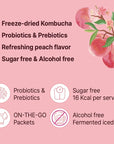 Unha's Everyday Kombucha Tea Powdered Beverage, 20 Sticks, Sparkling Powder Drink, Prebiotics, and Probiotics Sugar-Free - Peach Flavor
