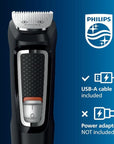 Philips Norelco Multigroom 3000 Series, All-in-One Trimmer, Beard Trimmer and Hair Clipper, 15-Piece Men's Grooming Kit for Head, Beard, Face, Nose, Ears, No Blade Oil Needed, Soft Pouch, MG3770/40