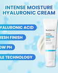 Real Barrier | Intense Moisture Hyaluronic Cream | Panthenol Skin Barrier Repair Face Cream | Hyaluronic Acid Moisturizing Face Lotion | Face Moisturizer for Dry & Sensitive Skin | 2.02 fl oz (60ml)