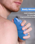 Silicone Body Scrubber Silver-Infused Dual-Sided 3-in-1 for Shower, Body Cleaning+Massage+Exfoliator Body Brush Buffer for Men and Women, Silicone Loofah, Non-Slip Handle (Sky Blue)