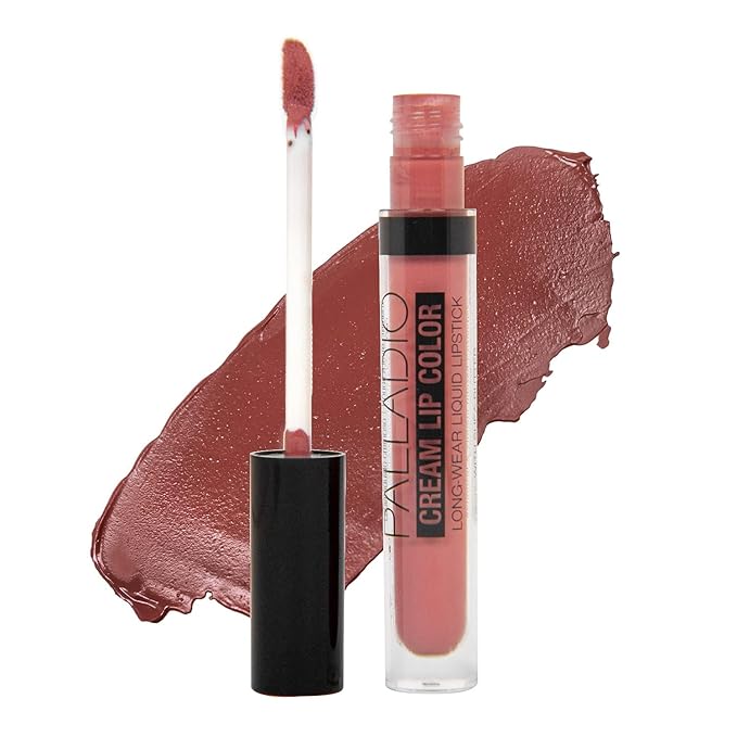 Palladio Long-Wear Cream Lip Color Liquid Lipstick, transfer proof high intensity color pigment, smooth lightweight formula, cream color matte finish, all day wear (Au Natural)