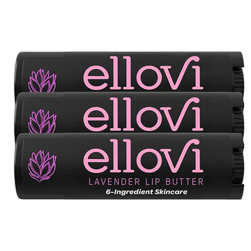 Ellovi Natural Lip Butter Lip Balm - Lavender - Pure Enough to Eat - Made With Just 6 Vegan Ingredients - 100% Natural & Organic Moisturizing Lip Care for All Day Hydration (3-Pack)