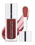 Brown Hydrating Lip Glow, Moisturizing Gloss, Plumping Oil Gloss, Non-Sticky Long Lasting, Transparent Tinted, Reduces Lip Lines