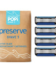 Preserve POPi Shave 5 Replacement Cartridges for Preserve POPi Shave 5 Razor (4 Count (Pack of 1))