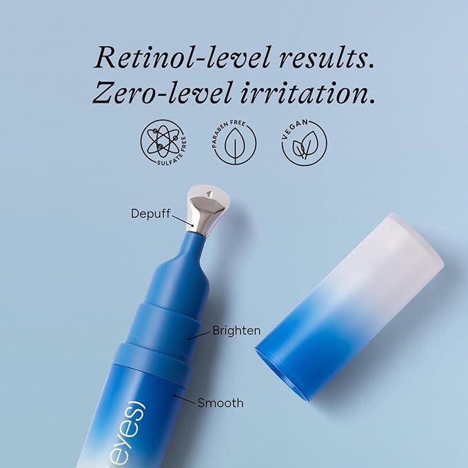 Renewing Eye Serum, Firming Hydrating Eye Cream with Bakuchiol Caffeine Hyaluronic Acid for Reduces Fine Lines, Dark Circles & Puffy Bags, Eyes Care with Zamak Applicator, 0.5 fl. oz