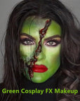 Go Ho Dark Green Face Body Paint Stick,Water Based Washable Green Face Paint Stick,Full-coverage Cream Green Body Paint for Halloween Cosplay SFX Witch Hulk Makeup,St Patricks Day Accessories