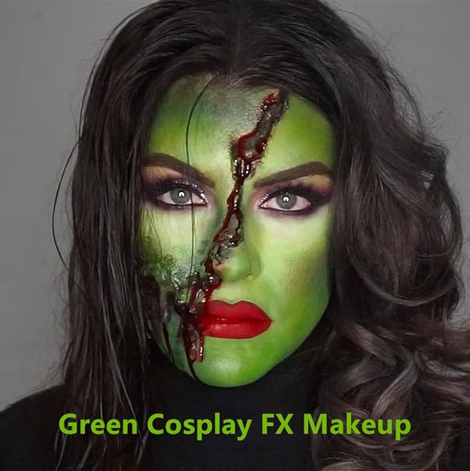 Go Ho Dark Green Face Body Paint Stick,Water Based Washable Green Face Paint Stick,Full-coverage Cream Green Body Paint for Halloween Cosplay SFX Witch Hulk Makeup,St Patricks Day Accessories