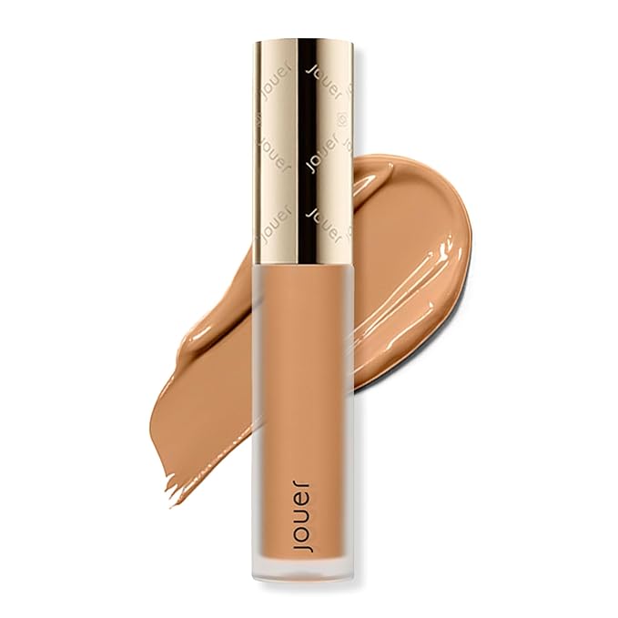 Jouer Essential High Coverage Liquid Concealer - Brightening Concealer - Color Corrector for Under Eye Dark Circles, Spot Coverage, and Eye Primer - Soft Matte Finish, Custard