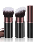 Retractable Kabuki Makeup Brush, 2 Pack Travel Powder Foundation Makeup Brush Face Blush Brushes for Blending Liquid, Blush, Bronzer, Buffing, Sunscreen,Flawless Cosmetics