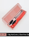Big Hair Tools Extra Large Wide Tooth Comb for Thick, Curly, Wavy or Long Hair - Frizz-Free Detangling Shower Comb - Big Hair Comb and 2 Dent Free Clips