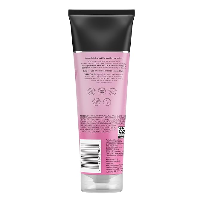 John Frieda Vibrant Shine Shampoo, Hydrating Conditioner with Rosehip Oil for Glossy & Shiny Hair, Enhances Shine for Radiant, Glossy Hair Across All Shades, Styles, & Textures. 8.45 Oz