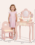 OOOK Kids Vanity Table and Chair Set with Lights, Makeup Vanities with Touch Screen 3 Colors, Pink Girls Vanitys, Enough for Real and Pretend Makeup, Toddler Vanity for 3 Year Old
