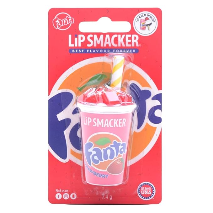 Lip Smacker Coca Cola Lip Balm, Moisturizing, Collectible Beverage Cup Design, Sheer Finish for Smooth Lips - Strawberry Fanta