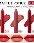 BINGBRUSH Crayon Matte Longwear Lipstick Pack Set,Moisture Smooth Color Stick Ultimate Lip Crayon for Makeup Collection - Waterproof Velvet Lipgloss (3pcs 08#&09#&10#, 3 Count (Pack of 1))