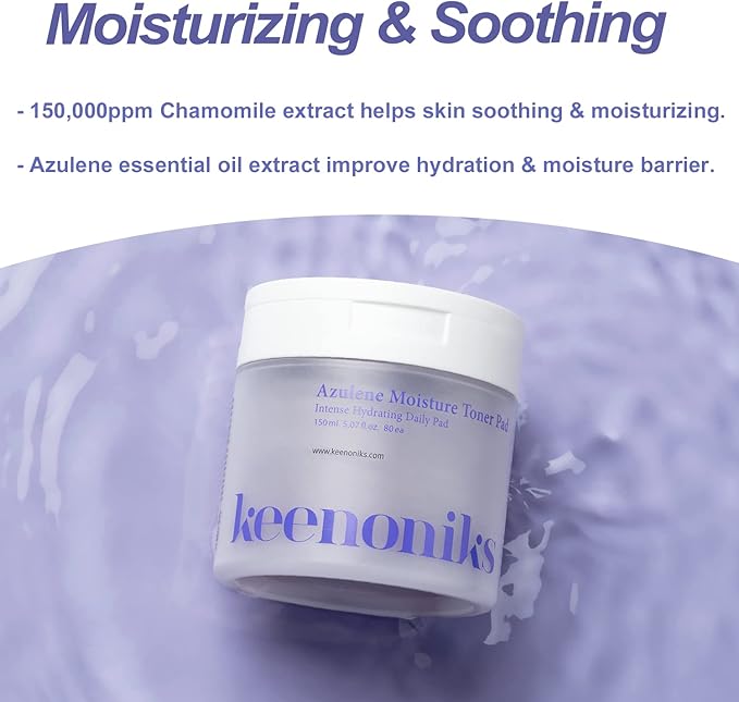 Moisturizing Toner Pads for Face - Azulene Moisturizer Facial Essence & Hydrating Sheet Masks Pads Helps Skin Barrier, Hydrating Skincare for Dry, Sensitive Skin Toner - 80ea (5.07 Oz)