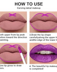 evpct 2Pcs Purple Shimmer Glitter Shiny Liquid Lipstick Lip Gloss Stain and Retractable Lip Liner Makeup Set for Women Long Lasting Waterproof 24 Hours Lipstick labial mate larga duracion 24 51#
