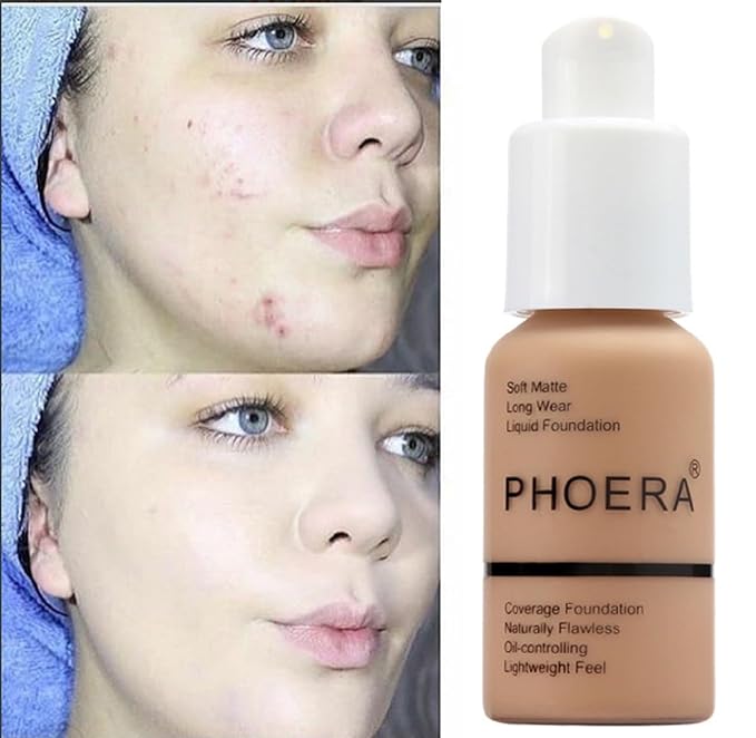 PHOERA Foundation,Flawless Soft Matte Oil Contro Concealer Long-Lasting Waterproof Full Coverage Foundation Makeup .(1Pcs-101# Porcelain)