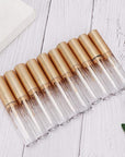 10 pcs Empty Lip Gloss Tubes, Transparent and Glod Plastic Lip Gloss Tube Containers DIY Lipstick Balm Travel Makeup Transparent Bottle With Matte Gold Cap Lip Gloss Bottles