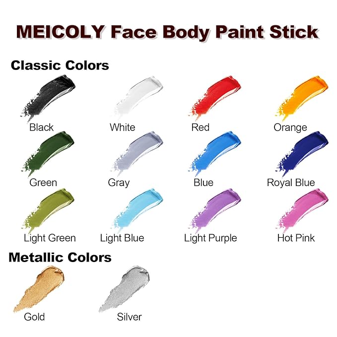 MEICOLY Devil Red Face Body Paint Stick (1.06 Oz),Sweatproof Waterproof Face Piant for Clown Joker Demon Vampire Spiderman Halloween Makeup,Cream Blendable Full Body Paint,Red Eye Black Stick