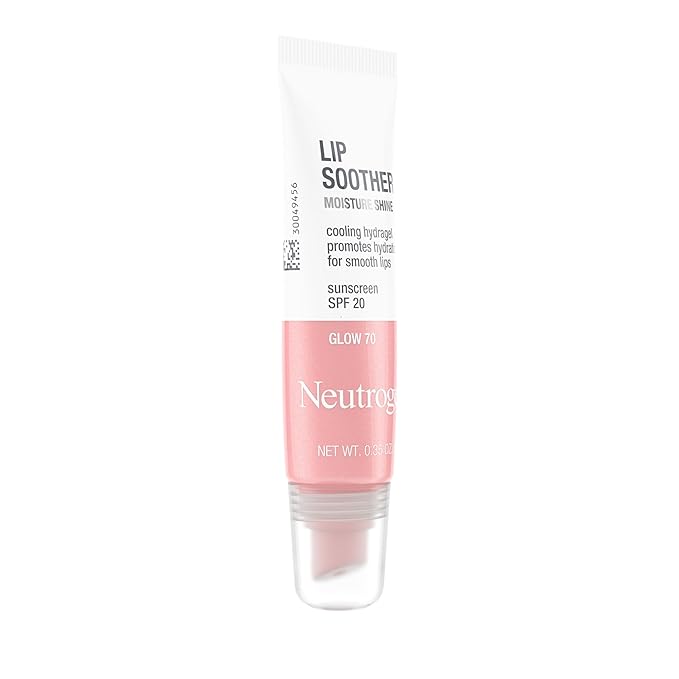 Neutrogena MoistureShine Lip Soother Gloss with SPF 20 Sun Protection, High Gloss Tinted Lip Moisturizer with Hydrating Glycerin and Soothing Cucumber for Dry Lips, Glow 70,. 35 oz