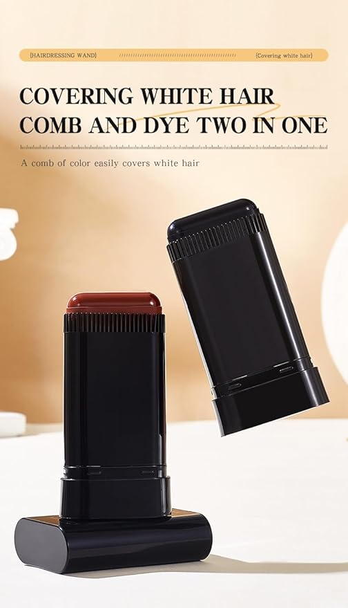 Hair Color Stick, Waterproof and Sweat-Proof H air Dye St ick, Portable Color Touch-Up Ha ir S ticks With Comb for Unisex (Black-Brown)