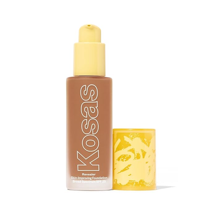 Kosas Revealer Skin-Improving Foundation with SPF 25 Protection - Hydrate, Brighten, Soothe, Plump, Protect Skin - Smoothing Texture, Clean Formula, Natural Finish, Medium Deep Neutral Cool 310